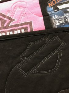 Harley Davidson name badge quilting. Great for Harley Davidson T-shirt quilts!