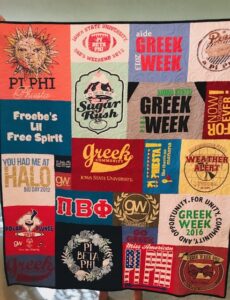 Sorority and fraternity t-shirt quilts