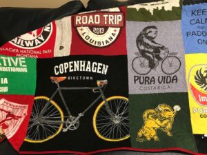 Biking t-shirt quilt