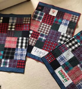 Flannel, jeans, and t-shirt memory quilts